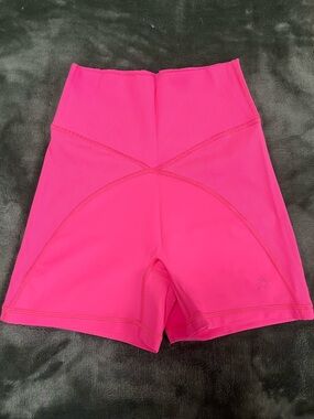 aerie High-Waist Ribbed Bike Shorts - Bright Pink